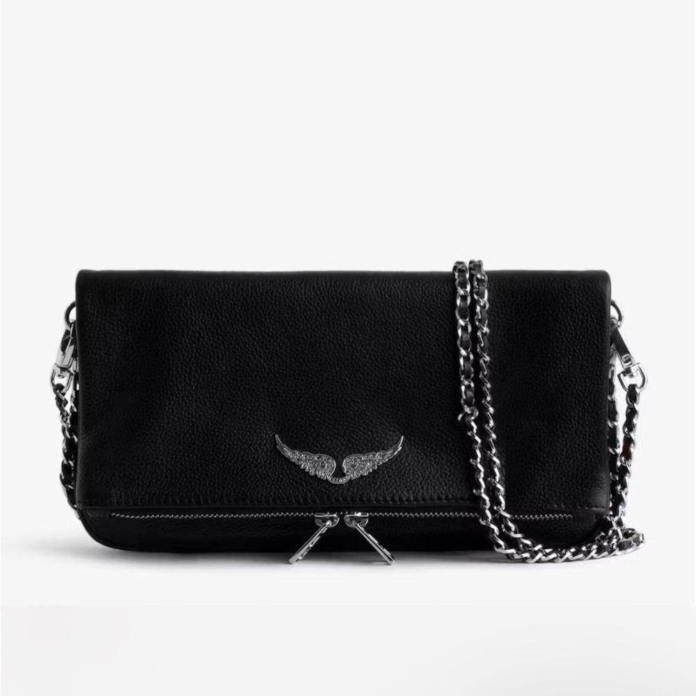 Zadig & Voltaire Rock Leather Black Crossbody Bag Clutch